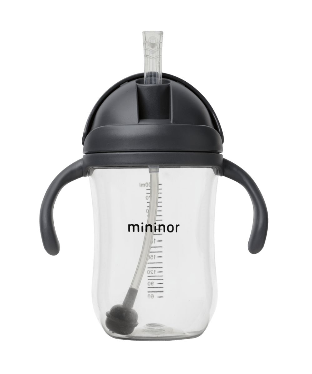 MININOR Trinkflasche mit Strohhalm, Black Raven, 330 ml, 1 St.