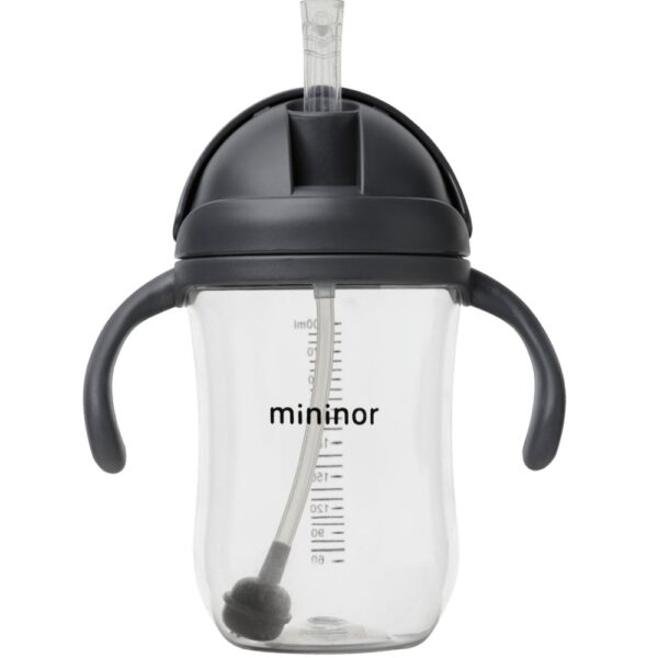 MININOR Trinkflasche mit Strohhalm, Black Raven, 330 ml, 1 St.