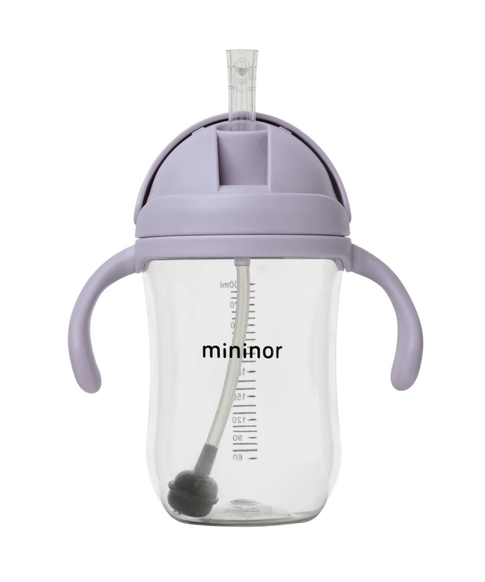 MININOR Trinkglas mit Strohhalm, Fliederblüte, 330 ml